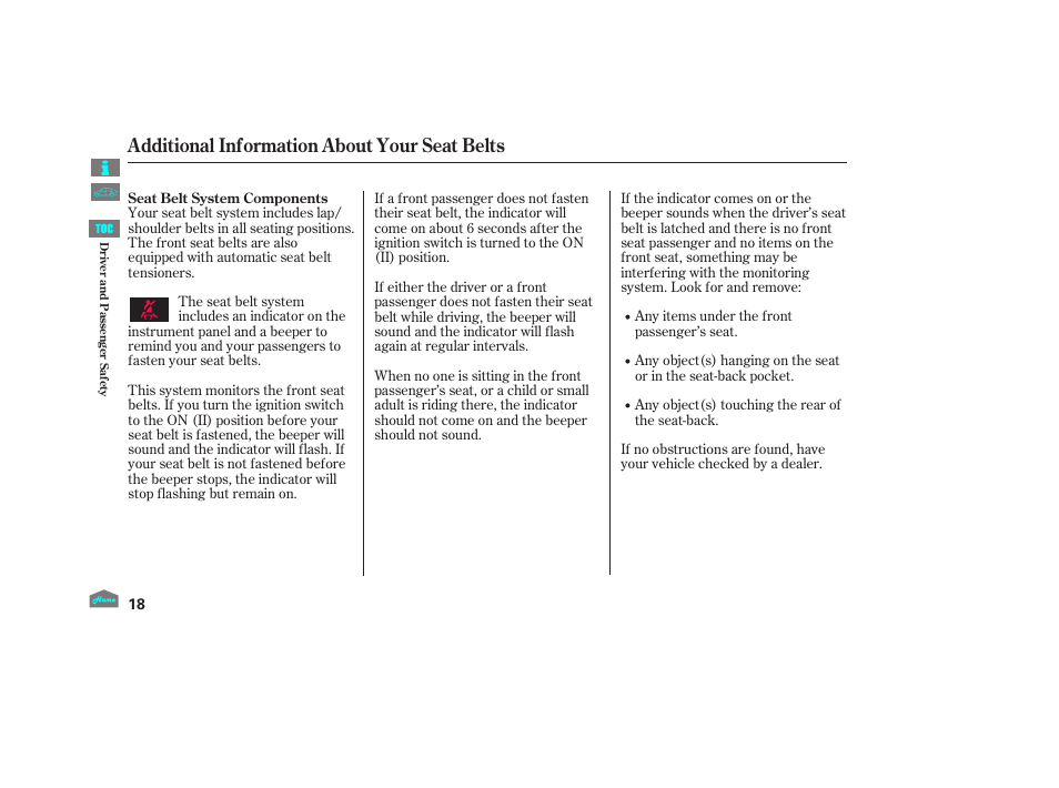 Additional information about your seat belts | HONDA 2012 Accord Crosstour User Manual | Page 22 / 435