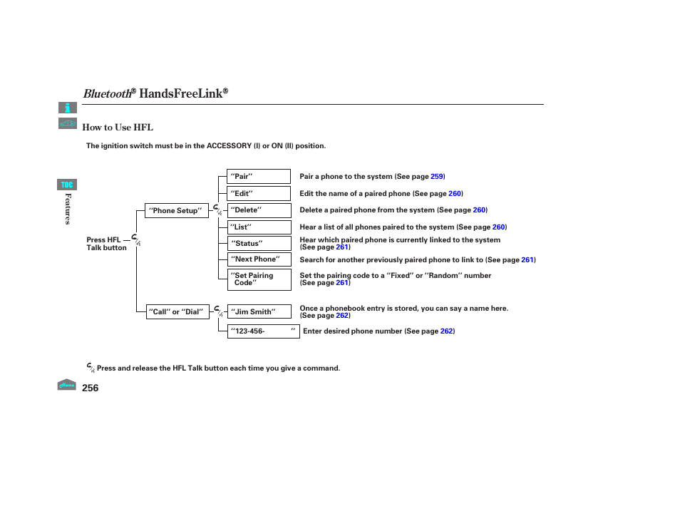 Handsfreelink, Bluetooth, 2012 crosstour | HONDA 2012 Accord Crosstour User Manual | Page 260 / 435