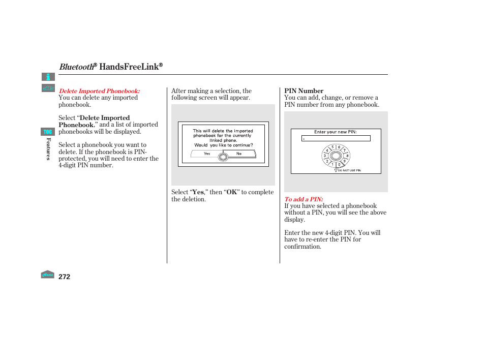 Handsfreelink, Bluetooth | HONDA 2012 Accord Crosstour User Manual | Page 276 / 435