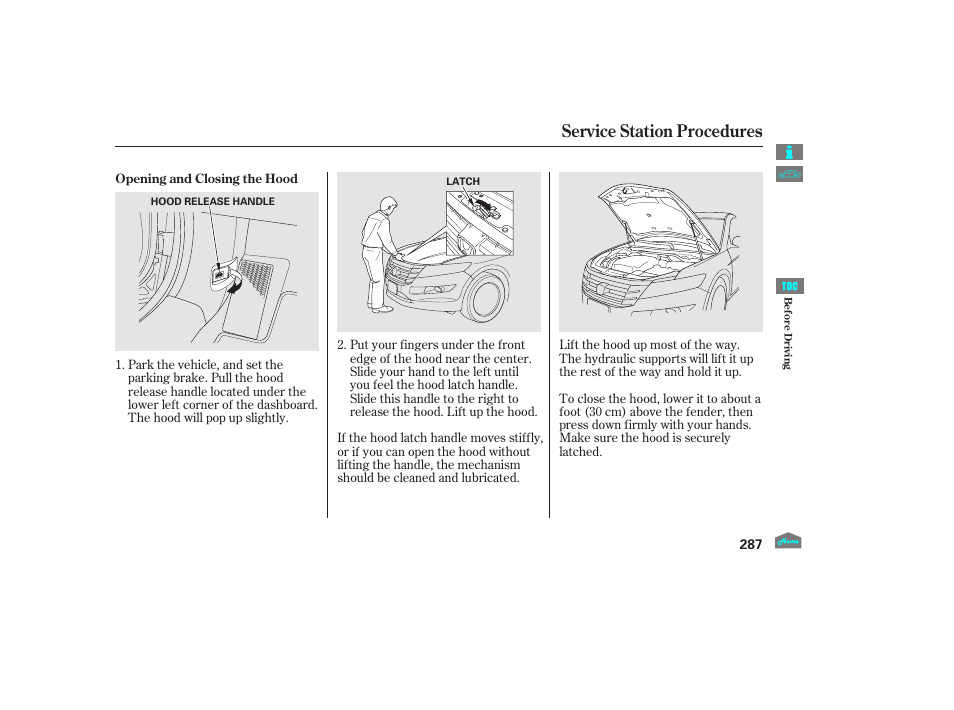 Service station procedures, 2012 crosstour | HONDA 2012 Accord Crosstour User Manual | Page 291 / 435