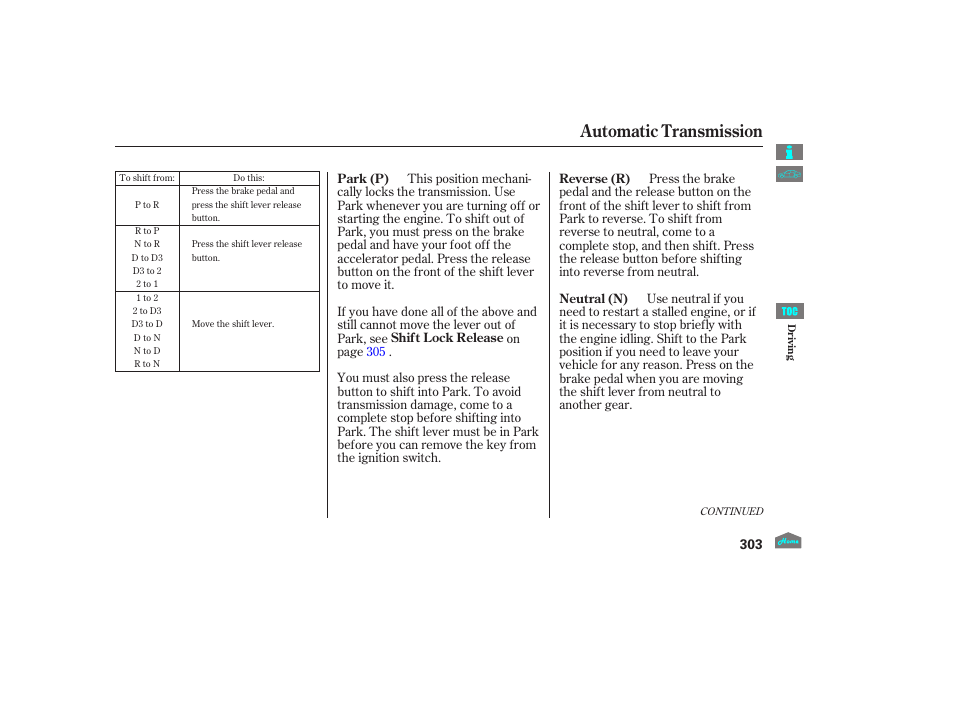 Automatic transmission, 2012 crosstour | HONDA 2012 Accord Crosstour User Manual | Page 307 / 435