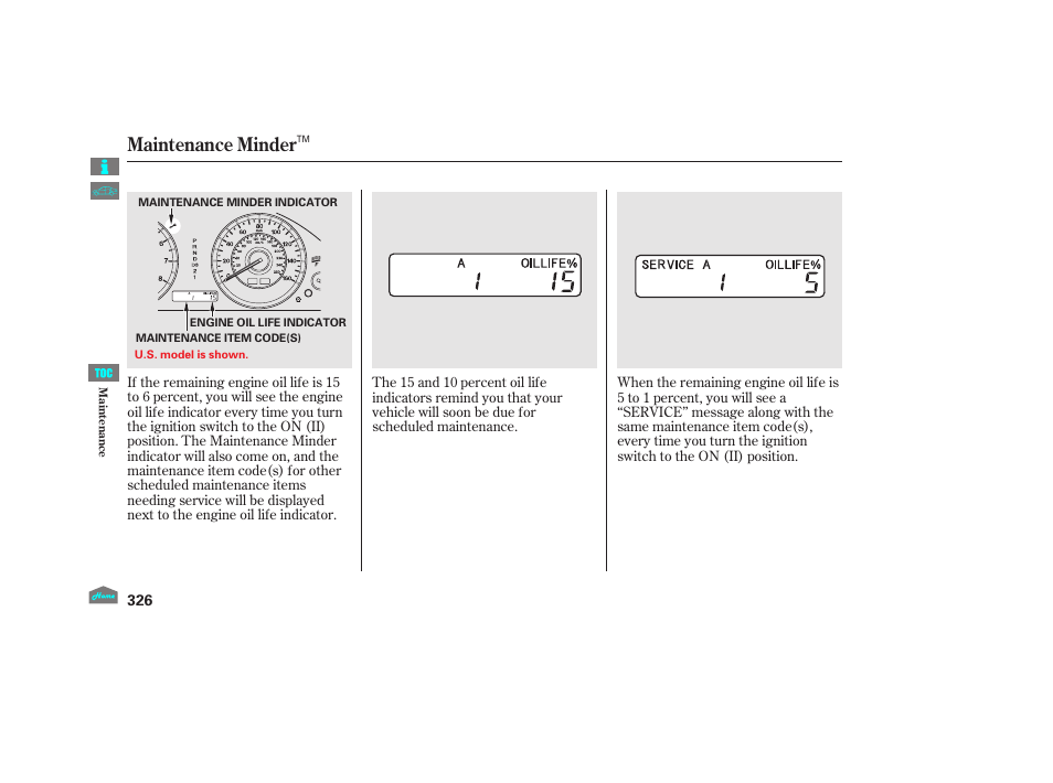 Maintenance minder, 2012 crosstour | HONDA 2012 Accord Crosstour User Manual | Page 330 / 435