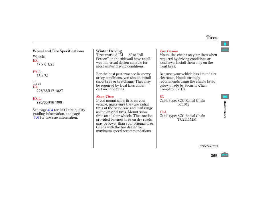 Tires | HONDA 2012 Accord Crosstour User Manual | Page 369 / 435