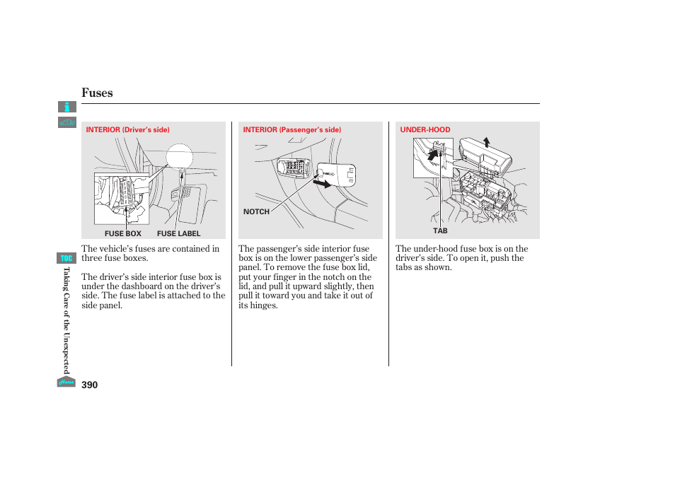 Fuses, 2012 crosstour | HONDA 2012 Accord Crosstour User Manual | Page 394 / 435