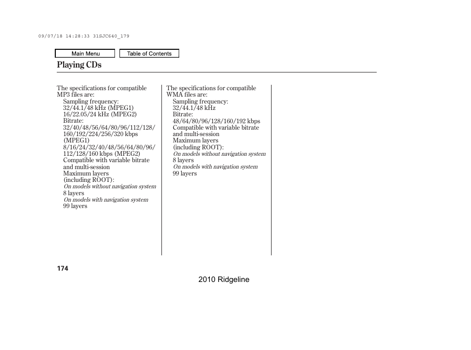 Playing cds | HONDA 2010 Ridgeline User Manual | Page 178 / 423