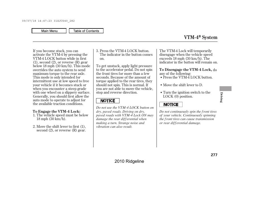 Vtm-4 system | HONDA 2010 Ridgeline User Manual | Page 281 / 423