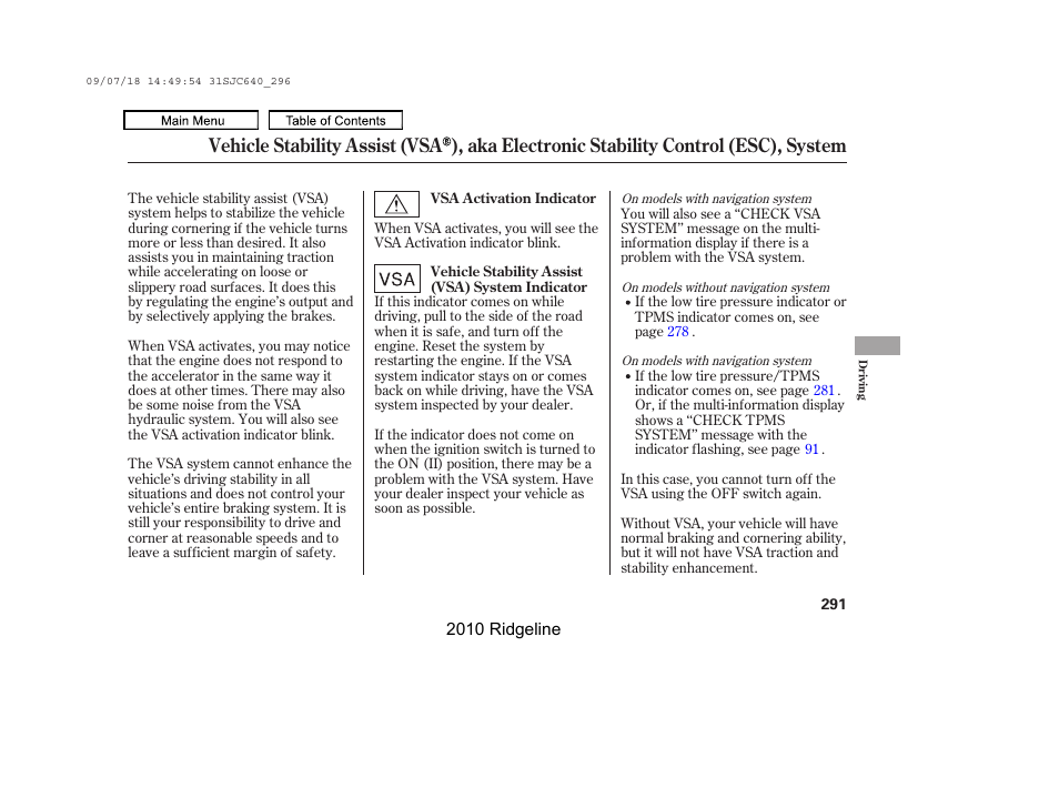 HONDA 2010 Ridgeline User Manual | Page 295 / 423