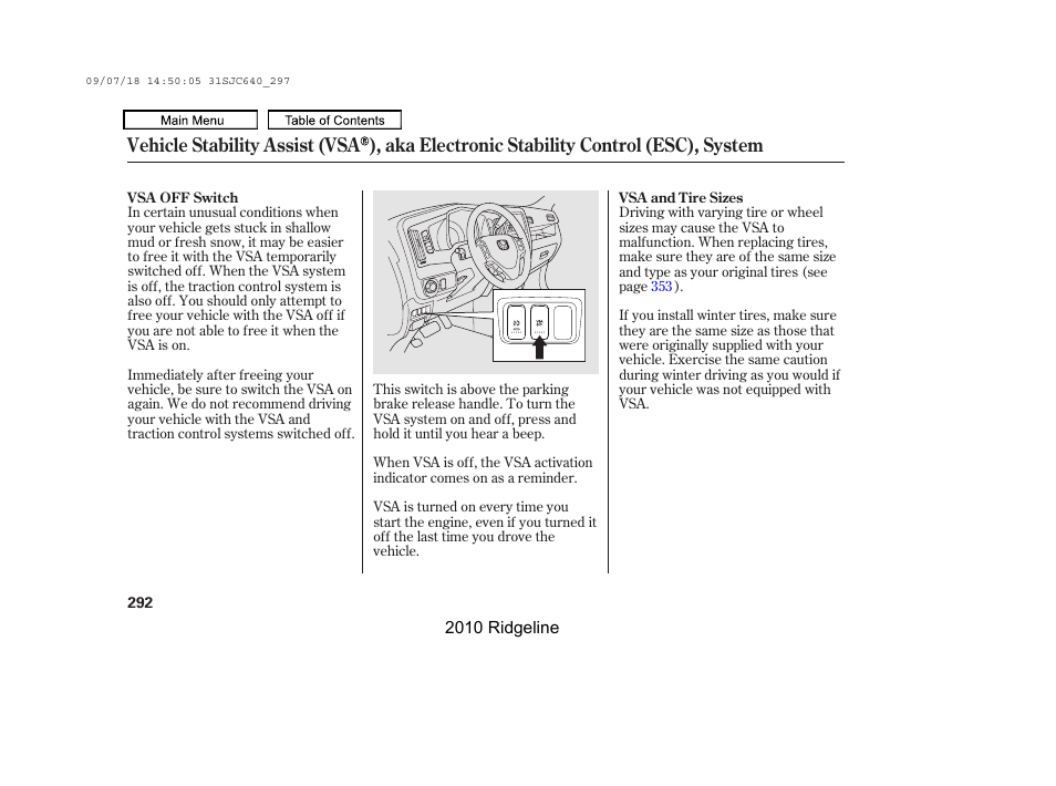 HONDA 2010 Ridgeline User Manual | Page 296 / 423