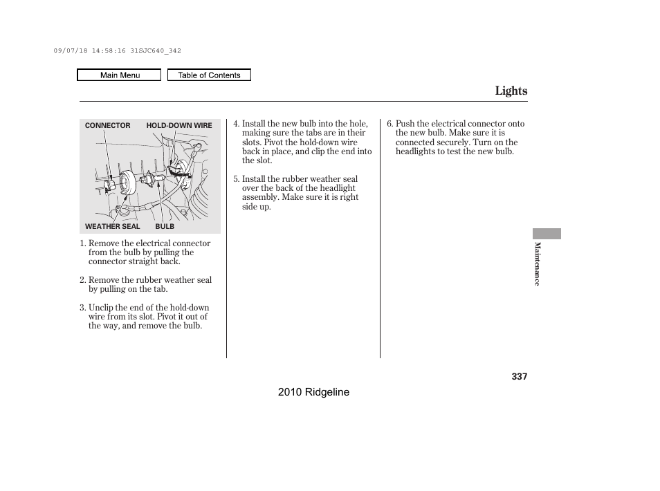 Lights | HONDA 2010 Ridgeline User Manual | Page 341 / 423