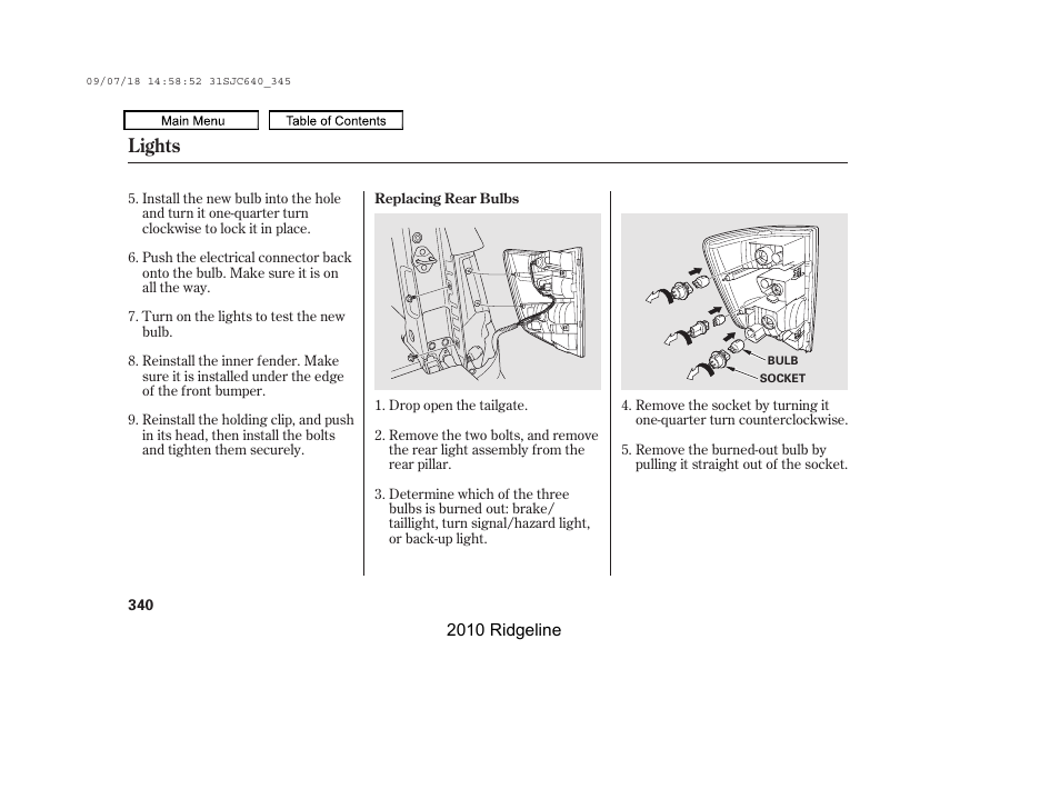 Lights | HONDA 2010 Ridgeline User Manual | Page 344 / 423