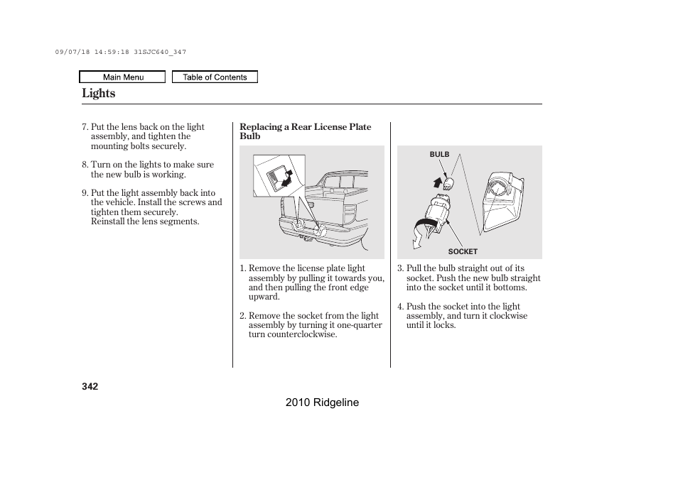 Lights | HONDA 2010 Ridgeline User Manual | Page 346 / 423