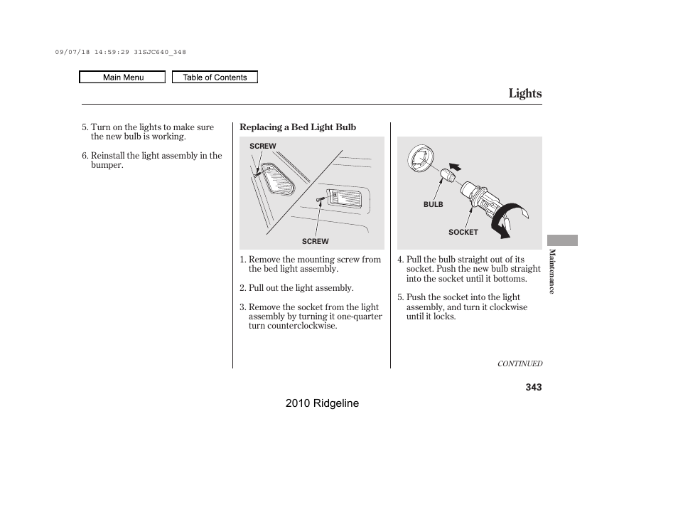 Lights | HONDA 2010 Ridgeline User Manual | Page 347 / 423