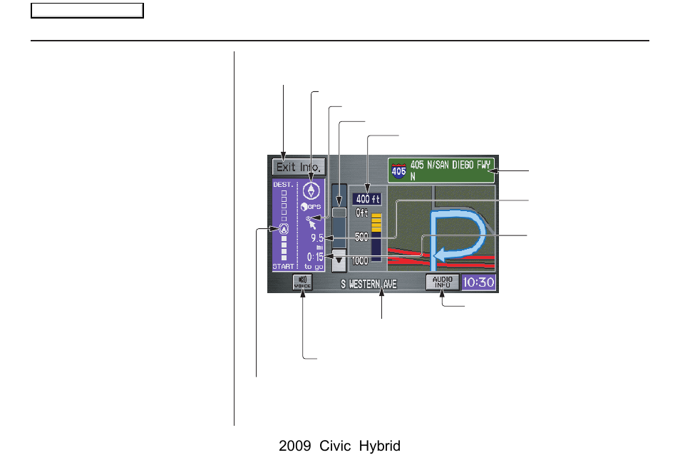 Driving to your destination, 2009 civic hybrid, Guidance screen | HONDA 2009 Civic Hybrid Navigation User Manual | Page 51 / 152