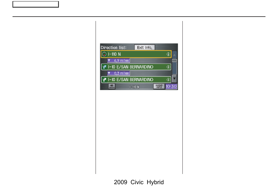 Driving to your destination, 2009 civic hybrid | HONDA 2009 Civic Hybrid Navigation User Manual | Page 52 / 152