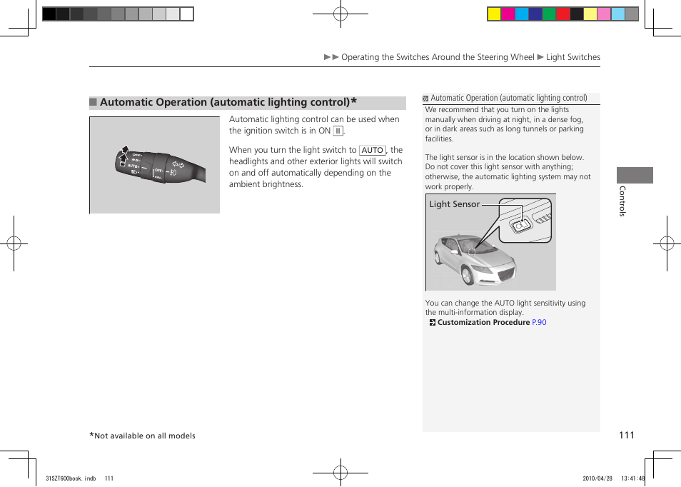 2011 cr-z | HONDA 2011 CR-Z User Manual | Page 112 / 332