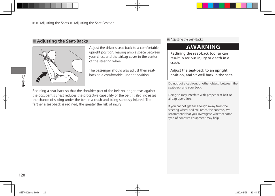 Warning, 2011 cr-z | HONDA 2011 CR-Z User Manual | Page 121 / 332