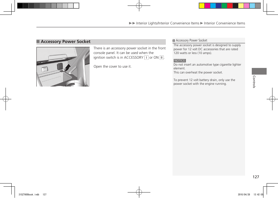 P.127, 2011 cr-z | HONDA 2011 CR-Z User Manual | Page 128 / 332