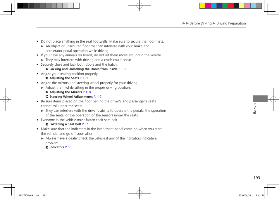 2011 cr-z | HONDA 2011 CR-Z User Manual | Page 194 / 332