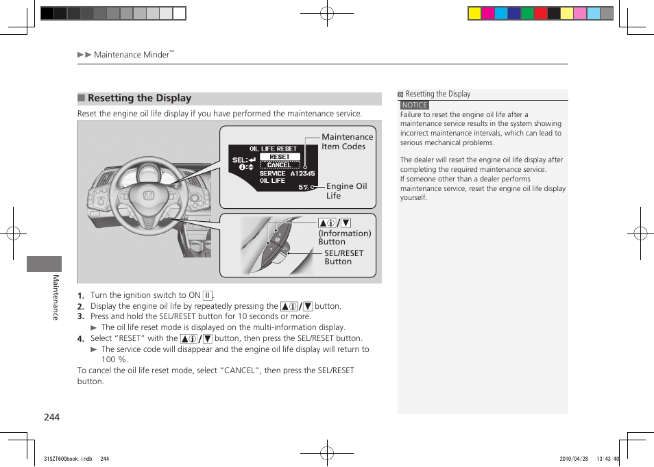 2011 cr-z | HONDA 2011 CR-Z User Manual | Page 245 / 332