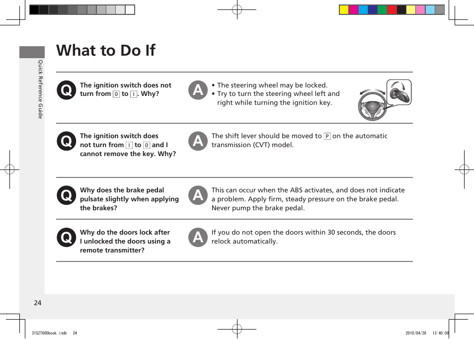 What to do if, 2011 cr-z | HONDA 2011 CR-Z User Manual | Page 25 / 332