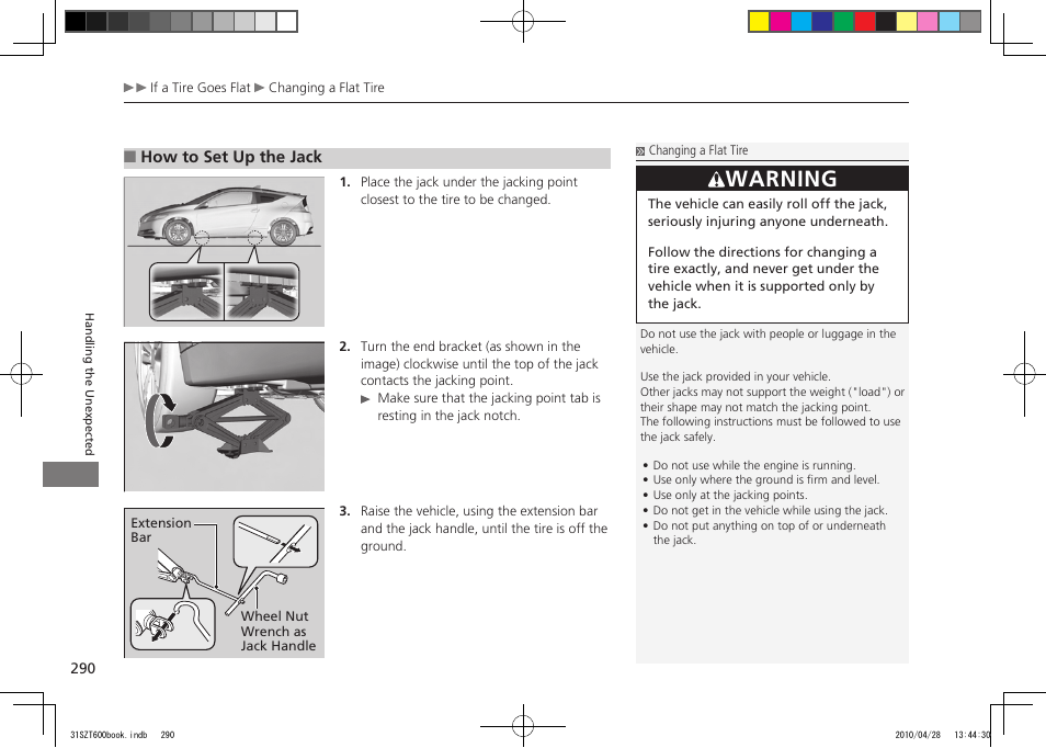 Warning, 2011 cr-z | HONDA 2011 CR-Z User Manual | Page 291 / 332