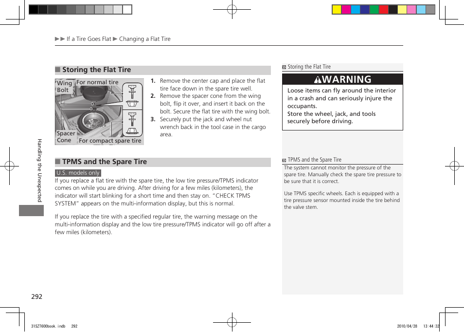 Warning, 2011 cr-z | HONDA 2011 CR-Z User Manual | Page 293 / 332