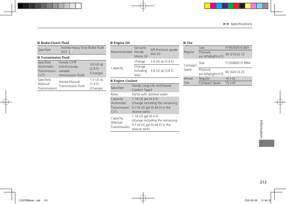 2011 cr-z | HONDA 2011 CR-Z User Manual | Page 314 / 332