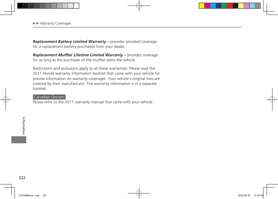 2011 cr-z | HONDA 2011 CR-Z User Manual | Page 323 / 332