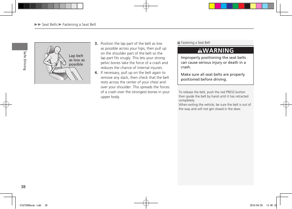 Warning, 2011 cr-z | HONDA 2011 CR-Z User Manual | Page 39 / 332