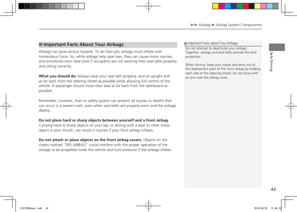 2011 cr-z | HONDA 2011 CR-Z User Manual | Page 44 / 332