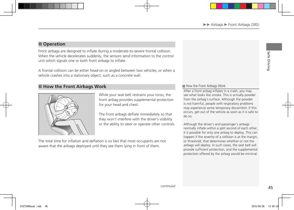 2011 cr-z | HONDA 2011 CR-Z User Manual | Page 46 / 332
