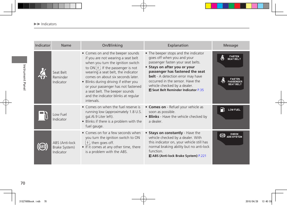 2011 cr-z | HONDA 2011 CR-Z User Manual | Page 71 / 332