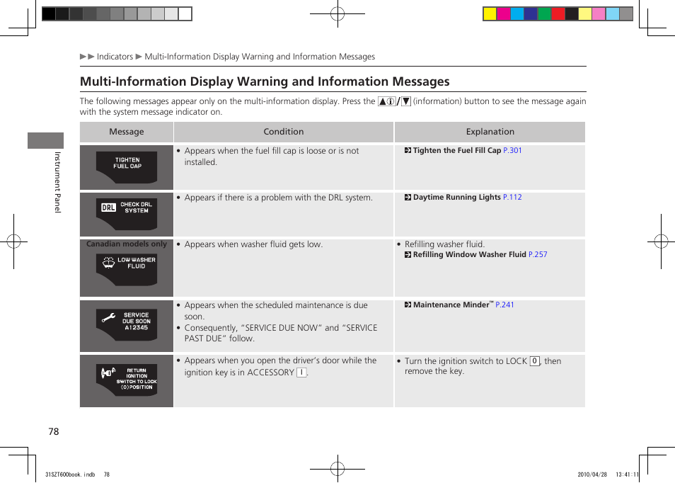 2011 cr-z | HONDA 2011 CR-Z User Manual | Page 79 / 332