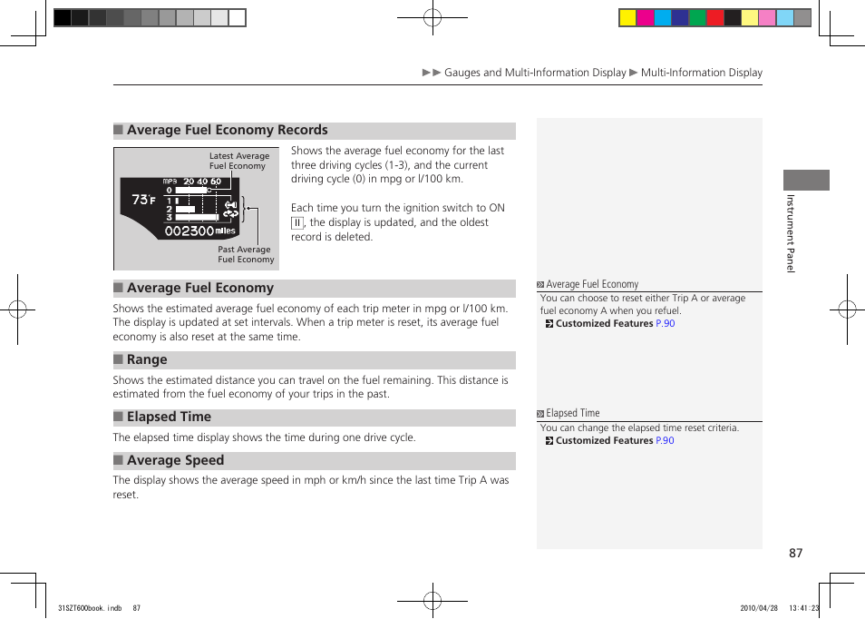 2011 cr-z | HONDA 2011 CR-Z User Manual | Page 88 / 332