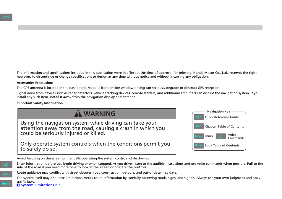 HONDA 2013 Accord Navigation User Manual | 152 pages