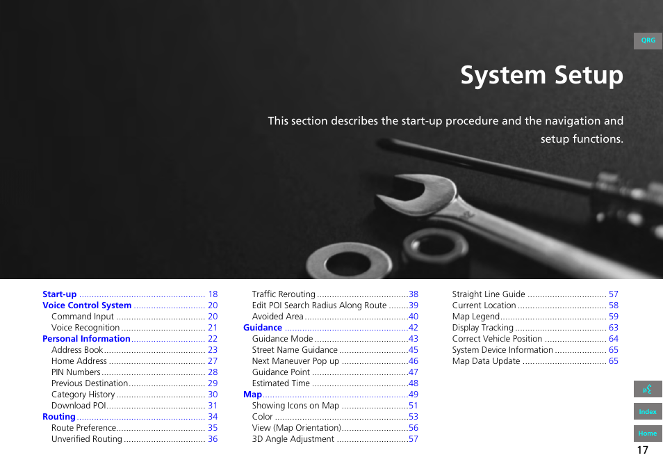 2 system setup p. 17, P.17, System setup | HONDA 2013 Accord Navigation User Manual | Page 18 / 152