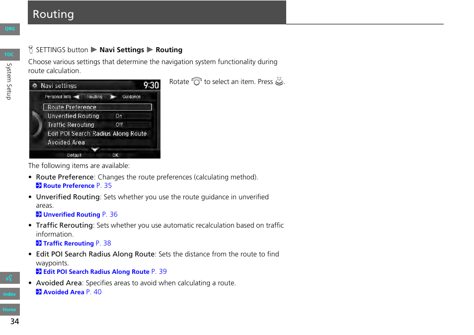 Routing | HONDA 2013 Accord Navigation User Manual | Page 35 / 152