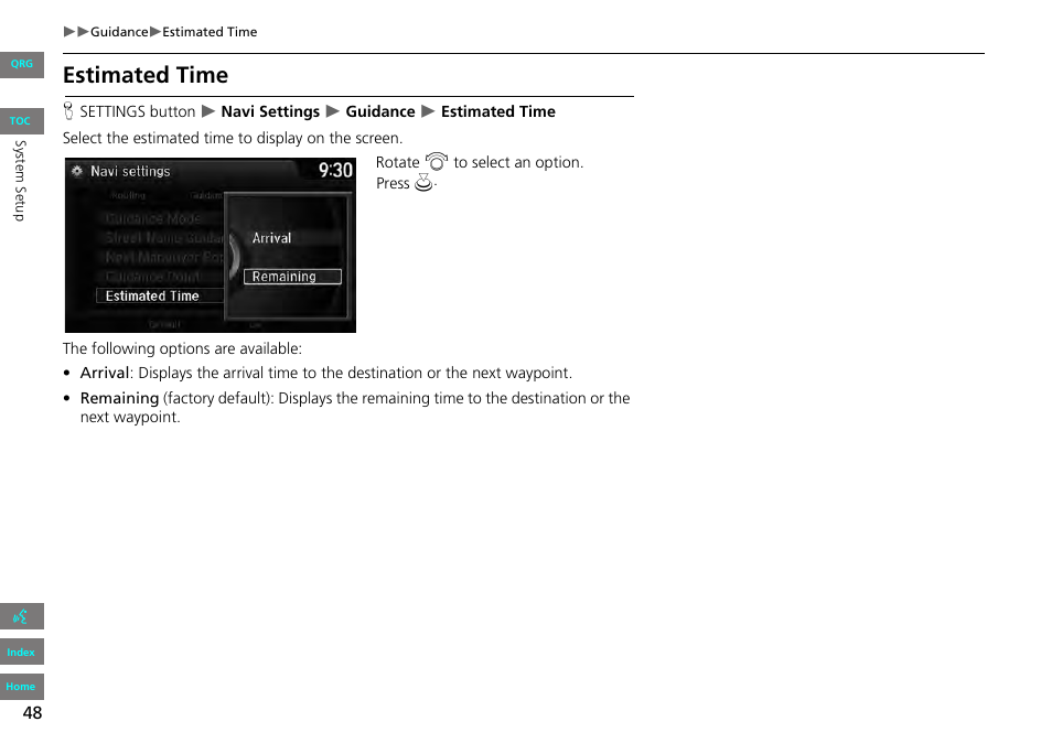 2 estimated time, P. 48, Estimated time | HONDA 2013 Accord Navigation User Manual | Page 49 / 152
