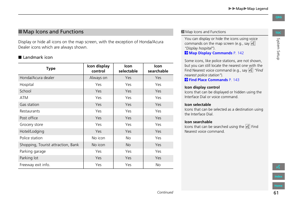 Map icons and functions | HONDA 2013 Accord Navigation User Manual | Page 62 / 152