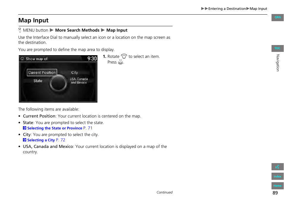 2 map input, P. 89, Map input | HONDA 2013 Accord Navigation User Manual | Page 90 / 152