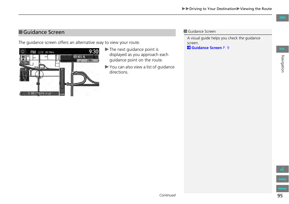 Guidance screen | HONDA 2013 Accord Navigation User Manual | Page 96 / 152
