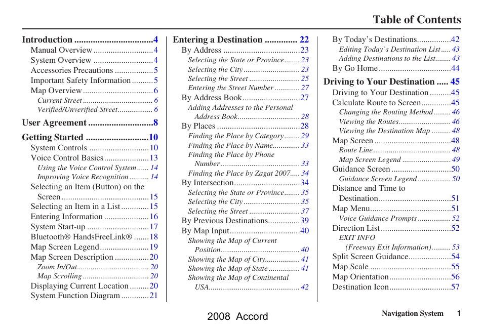 HONDA 2008 Accord Navigation User Manual | 148 pages