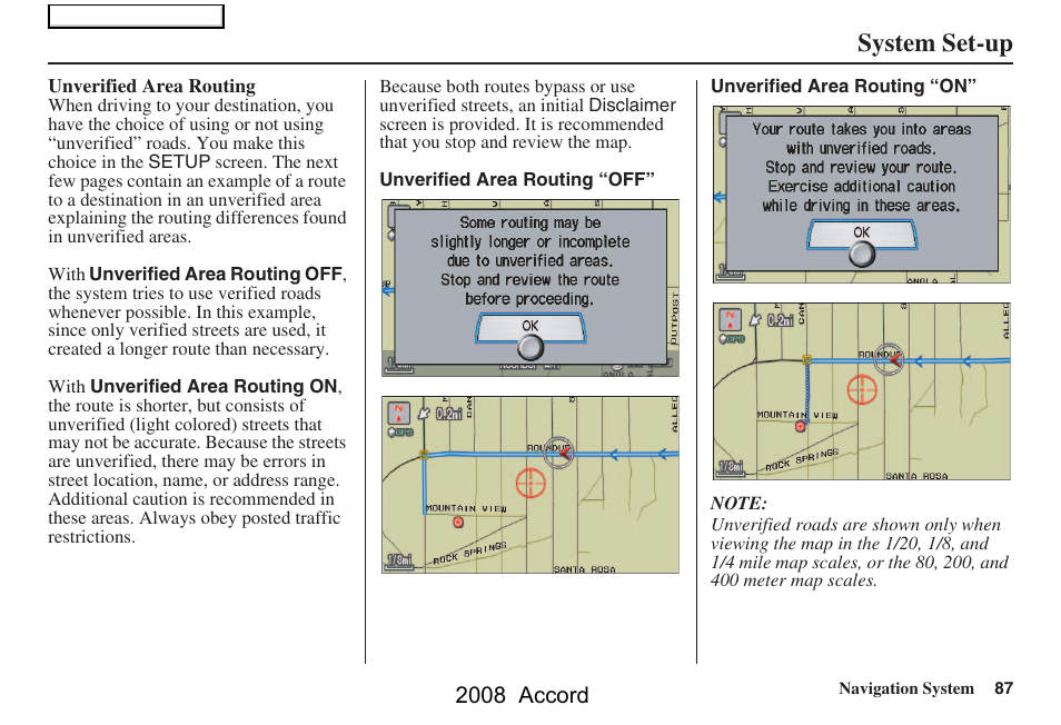 System set-up, 2008 accord | HONDA 2008 Accord Navigation User Manual | Page 87 / 148