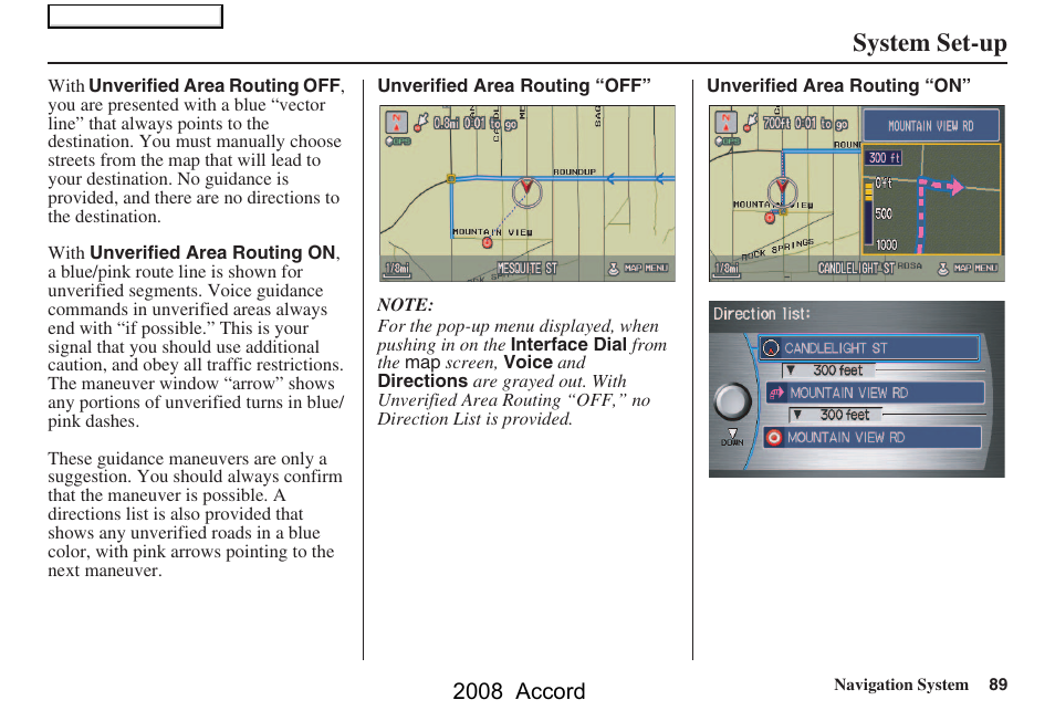System set-up, 2008 accord | HONDA 2008 Accord Navigation User Manual | Page 89 / 148