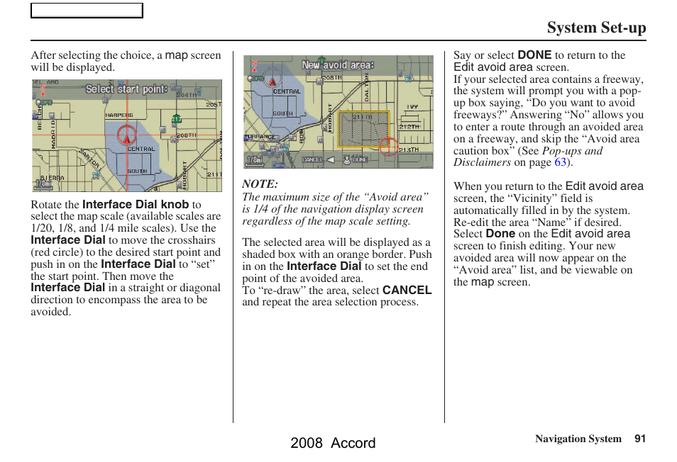 System set-up, 2008 accord | HONDA 2008 Accord Navigation User Manual | Page 91 / 148