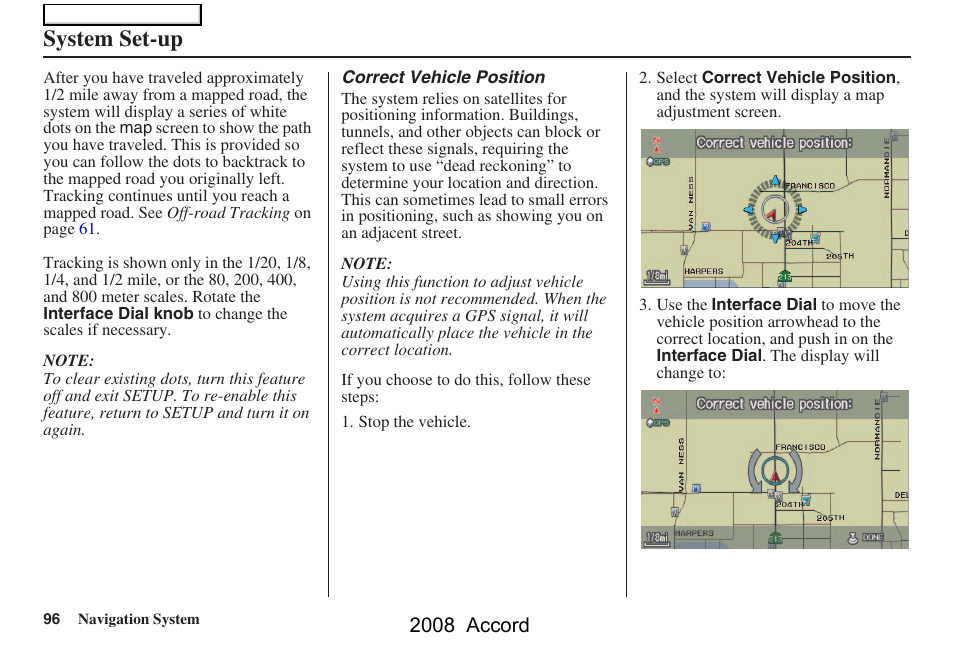 System set-up, 2008 accord | HONDA 2008 Accord Navigation User Manual | Page 96 / 148