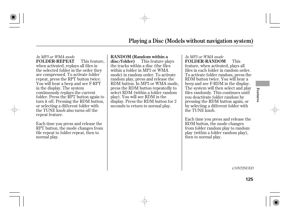 Playing a disc (models without navigation system) | HONDA 2011 Civic Hybrid User Manual | Page 131 / 374