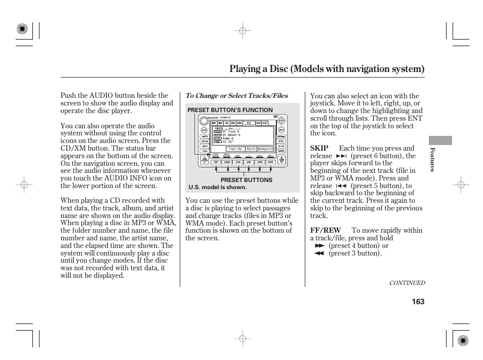 Playing a disc (models with navigation system) | HONDA 2011 Civic Hybrid User Manual | Page 169 / 374