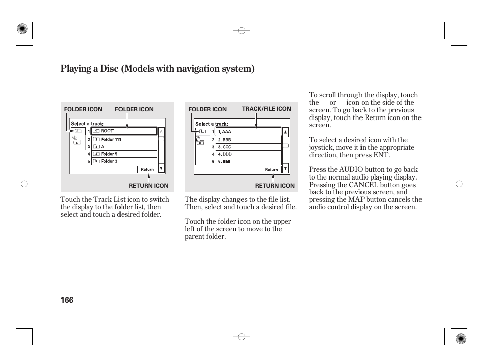 Playing a disc (models with navigation system) | HONDA 2011 Civic Hybrid User Manual | Page 172 / 374