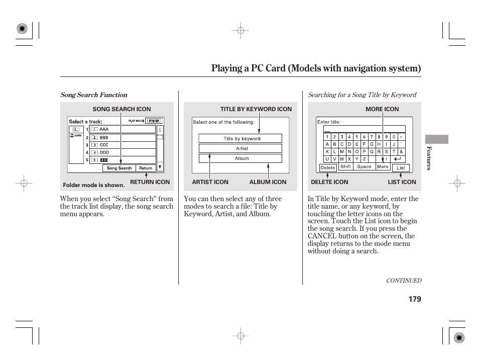 Playing a pc card (models with navigation system) | HONDA 2011 Civic Hybrid User Manual | Page 185 / 374